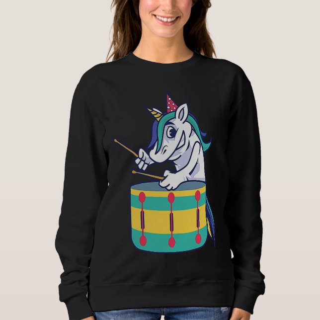 Sudadera Cute Unicorn Playing Snare Percussion Snare Drumme (Anverso)