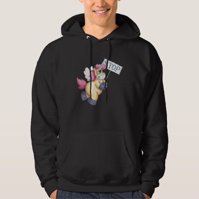 Sudadera Cute Unicorn wearing face mask  Unicorn Mask  idea (Anverso)