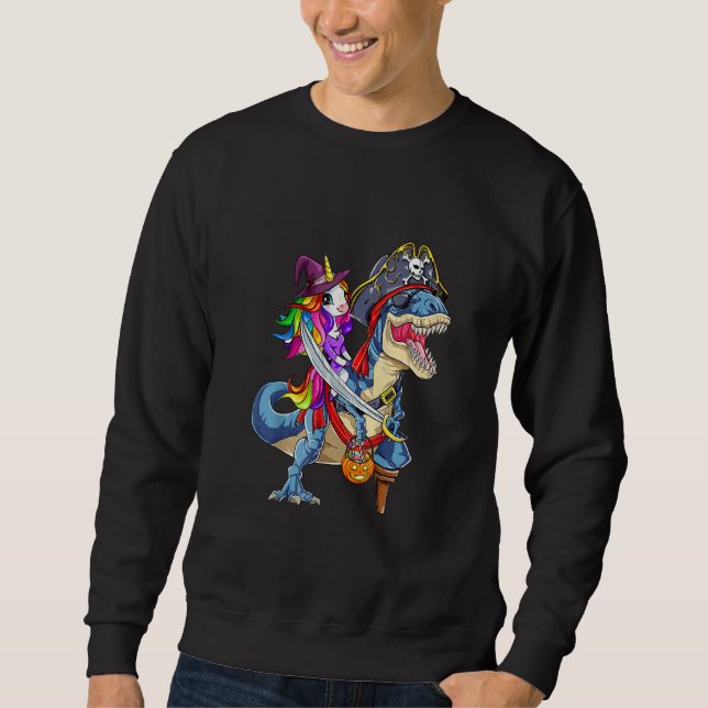 Sudadera Cute Unicorn Witch Riding Dinosaur Pumpkin Hallowe (Anverso)