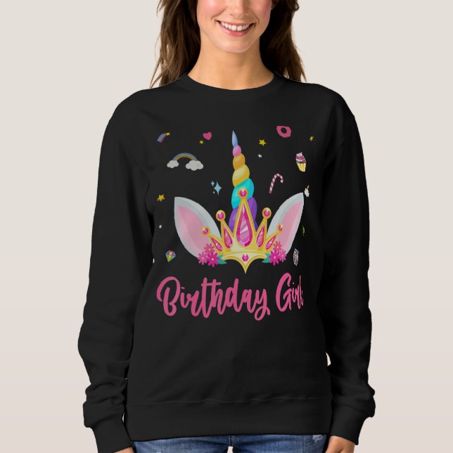 Sudadera Cute Unicornio Chica de cumpleaños Magic Theme Fac (Anverso)