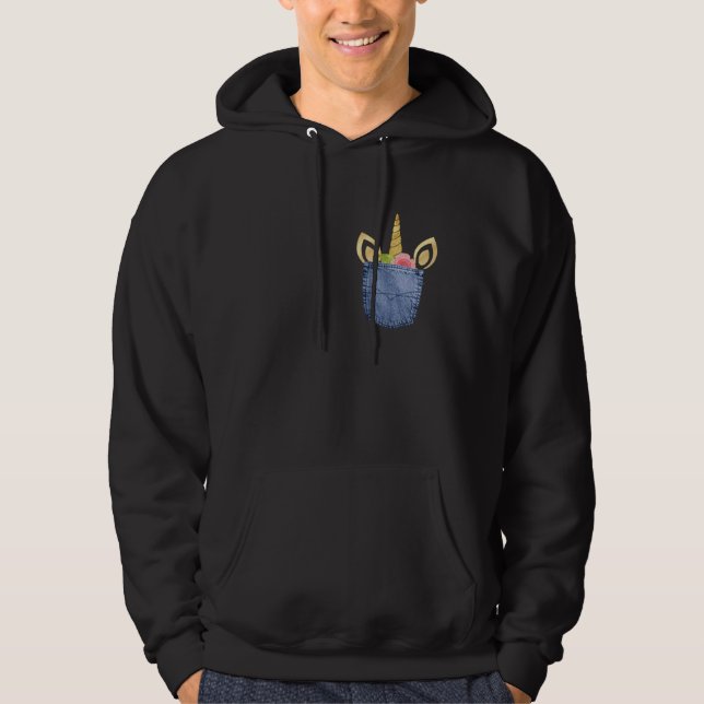 Sudadera Cute Unicornio Colgando En Un Bolsillo (Anverso)