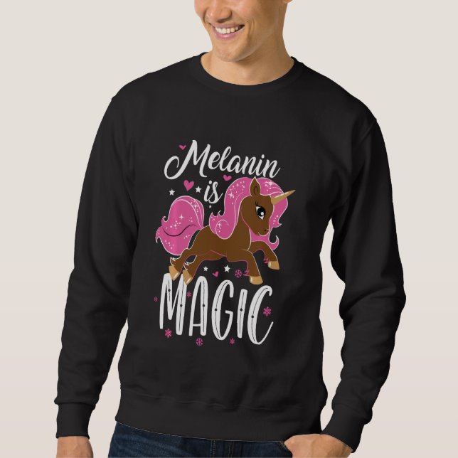 Sudadera Cute Unicornio Mes de Historia Negra Melanin Magic (Anverso)