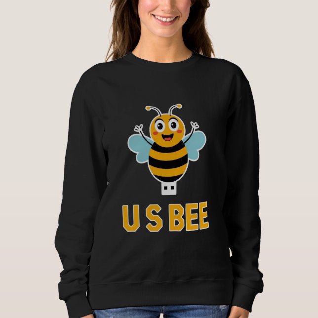 Sudadera Cute Usbee Bee Usb Stick Tecnología Nerd (Anverso)
