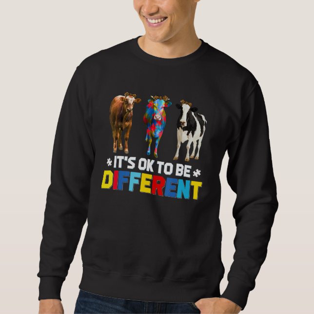 Sudadera Cute vaca de rompecabezas está bien ser autismo di (Anverso)