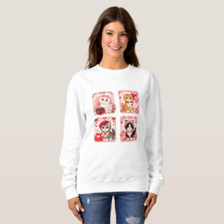 Sudadera Cute Valentine Kittens Cozy Sweatshirt
