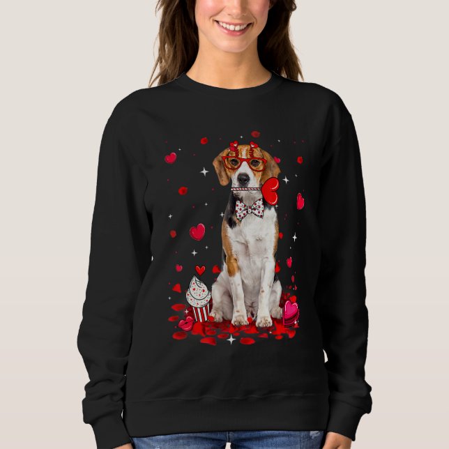 Sudadera Cute Valentine's Day Beagle Dog Heart Costume (Anverso)
