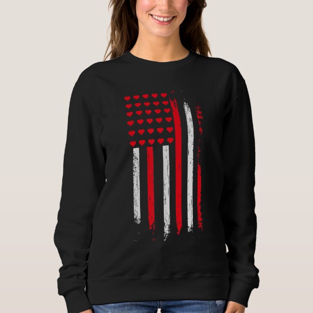Sudadera Cute Veteran Mini Hearts Flag Military Valentine's (Anverso)
