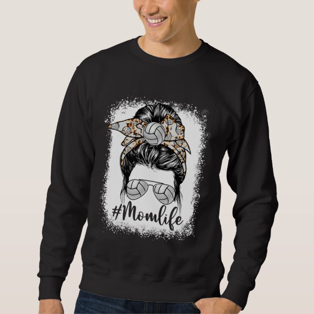 Sudadera Cute Volleyball Mom Life Messy Bun Game Day Mother (Anverso)
