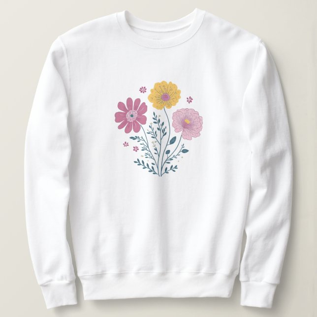 Sudadera Cute Watercolor Florals (Anverso del diseño)