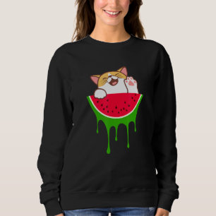 Sudadera Cute Watermelon Cat Fruto de verano de gato