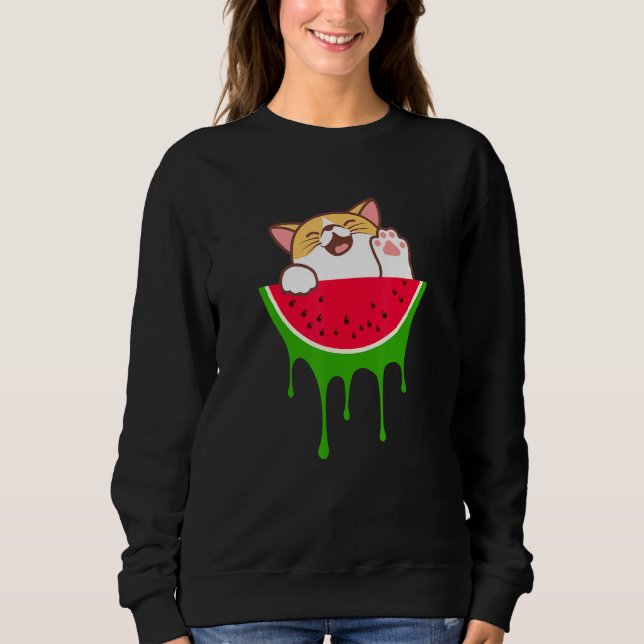 Sudadera Cute Watermelon Cat Fruto de verano de gato (Anverso)