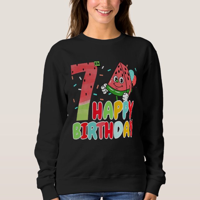 Sudadera Cute Watermelon Happy 7th Birthday Family Watermel (Anverso)