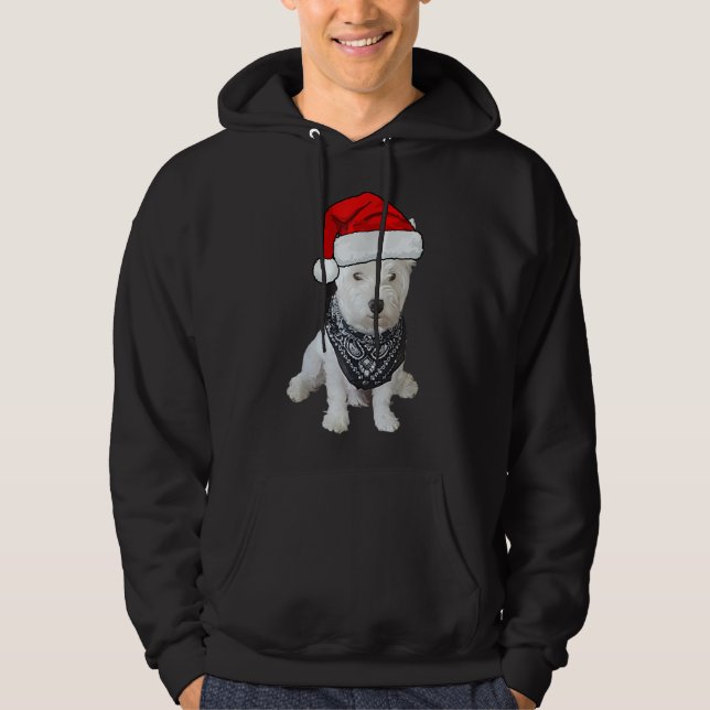 Sudadera Cute Westie Dog Picture, gorra de Navidad (Anverso)