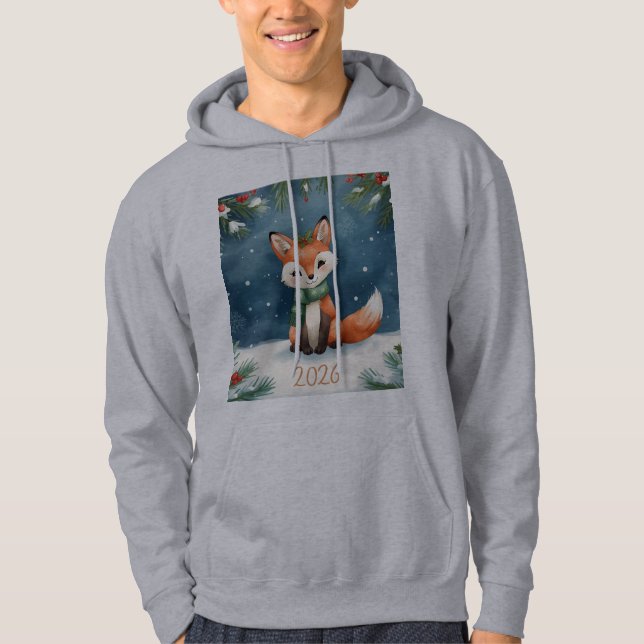 Sudadera cute winter happy new year 2026 fox holiday hoodie (Anverso)
