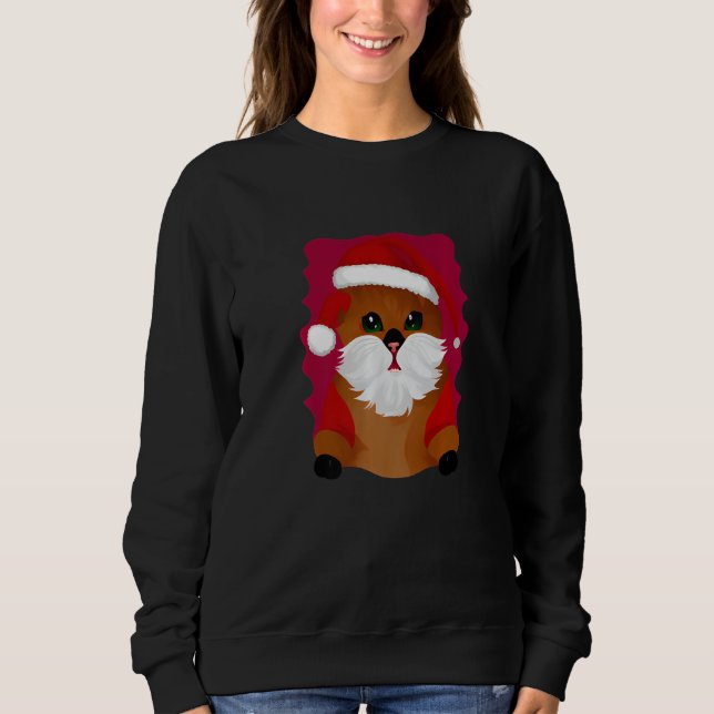 Sudadera Cute Winter Holiday Christmas Cat in a Santa Hat G (Anverso)