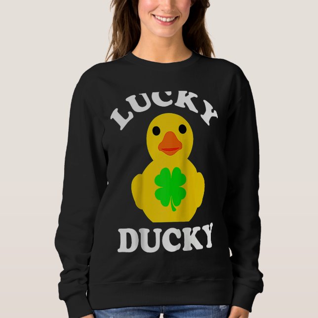 Sudadera Cute Yellow Rubber Duck Four Leaf C Lucky Ducky Ra (Anverso)