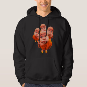 Sudadera Cute Young Monk Minimalista Túnica Naranja