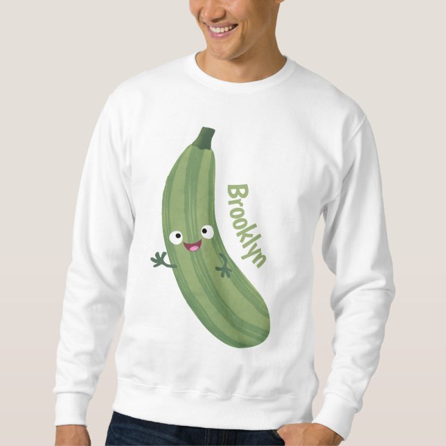 Sudadera Cute zucchini feliz personalizado ilustracion (Anverso)