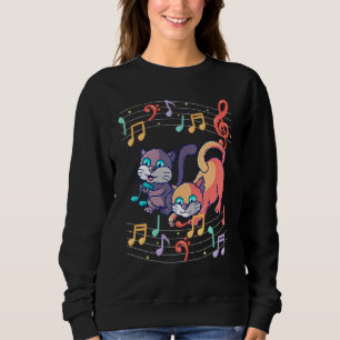 Sudadera Cuto gato reproducir música Nota Clef Músico Art P