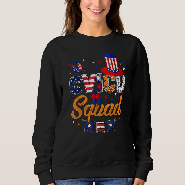 Sudadera CVICU Squad 4th July CVICU Nurse RN Matching Indep (Anverso)