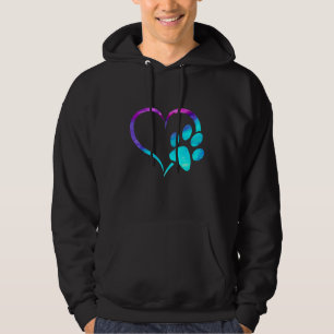 Sudadera Cyan azul turquesa morado Huella de pata de perro 