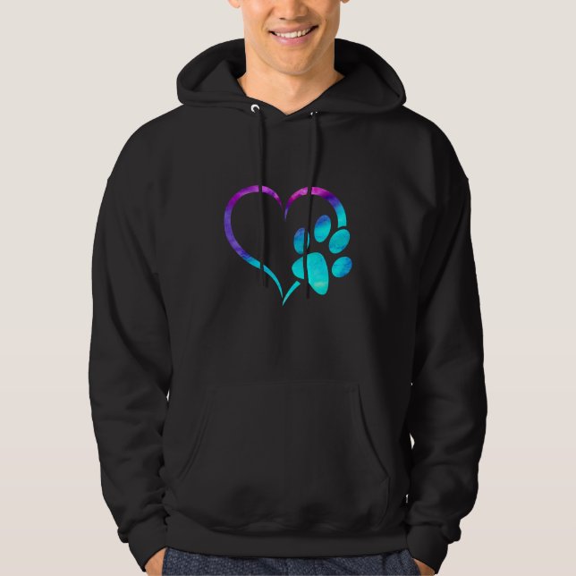 Sudadera Cyan azul turquesa morado Huella de pata de perro  (Anverso)