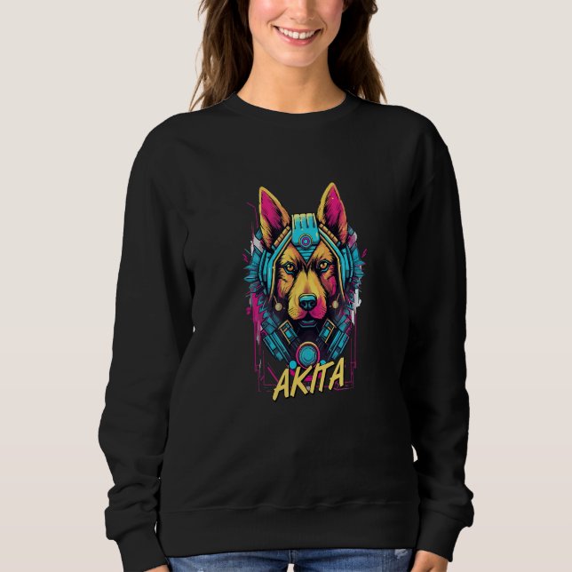Sudadera Cyberpunk Akita Futuristic Akita Dog (Anverso)