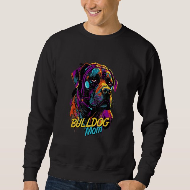 Sudadera Cyberpunk American Bulldog Loving Moms Futuristic  (Anverso)