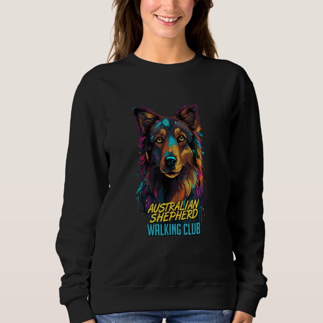 Sudadera Cyberpunk Australian Shepherd Walking Club Futuris (Anverso)