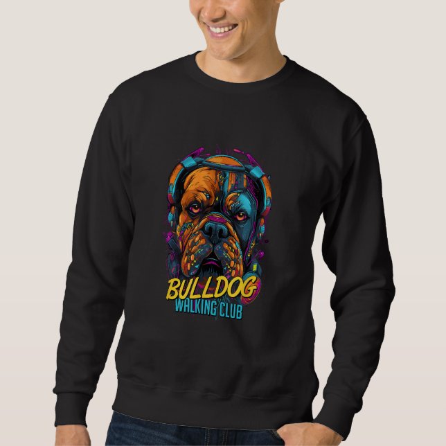 Sudadera Cyberpunk English Bulldog Walking Club Futuristic  (Anverso)