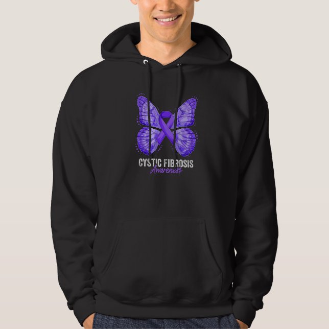 Sudadera Cystic Fibrosis Awareness Month Butterfly Purple R (Anverso)