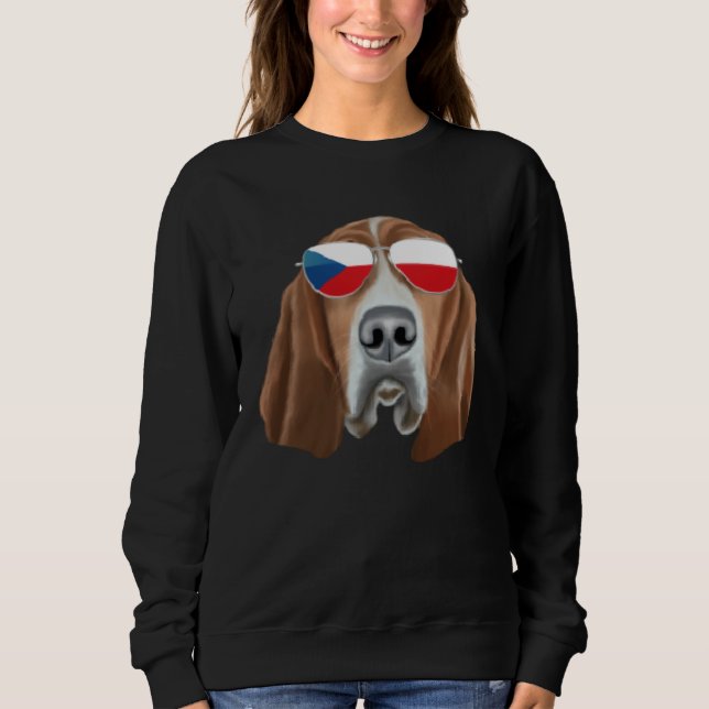 Sudadera Czech Flag Basset Hound Dog Czech Republic Pocket (Anverso)