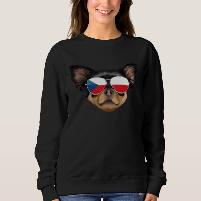 Sudadera Czech Flag Black Chihuahua Dog Czech Republic Pock (Anverso)