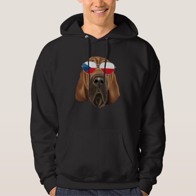 Sudadera Czech Flag Bloodhound Dog Czech Republic Pocket (Anverso)