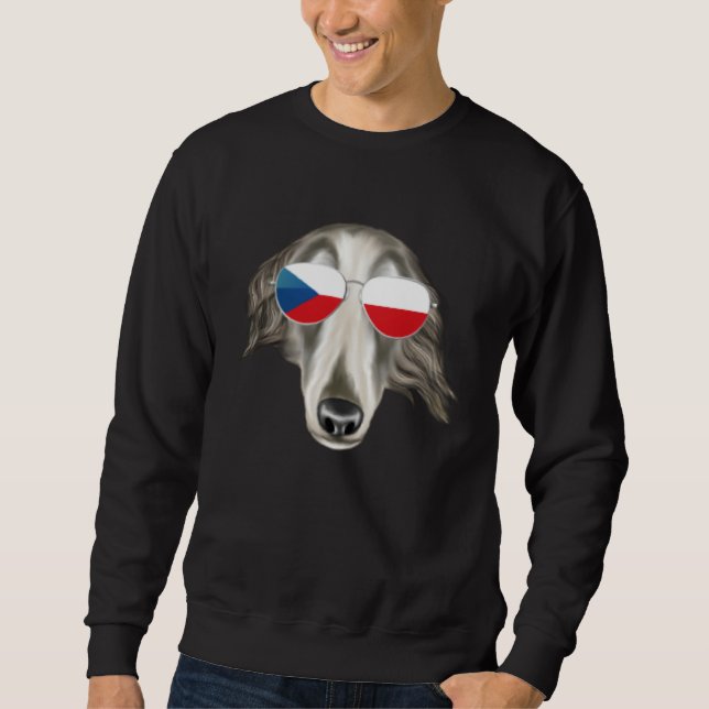 Sudadera Czech Flag Borzoi Dog Czech Republic Pocket (Anverso)
