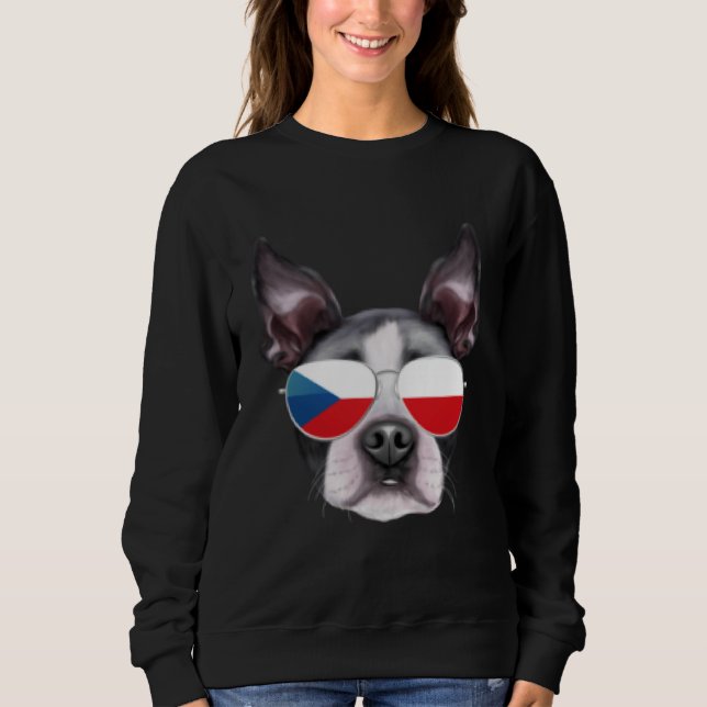 Sudadera Czech Flag Boston Terrier Dog Czech Republic Pocke (Anverso)