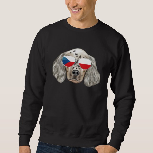Sudadera Czech Flag English Setter Dog Czech Republic Pocke (Anverso)