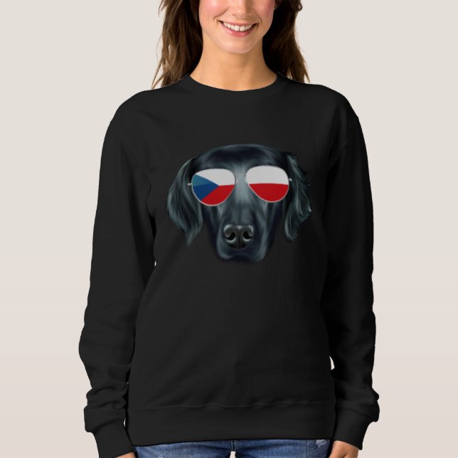 Sudadera Czech Flag Flat Coated Retriever Dog Czech Republi (Anverso)