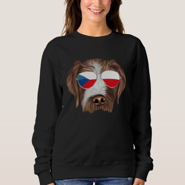 Sudadera Czech Flag German Wirehaired Pointer Czech Republi (Anverso)