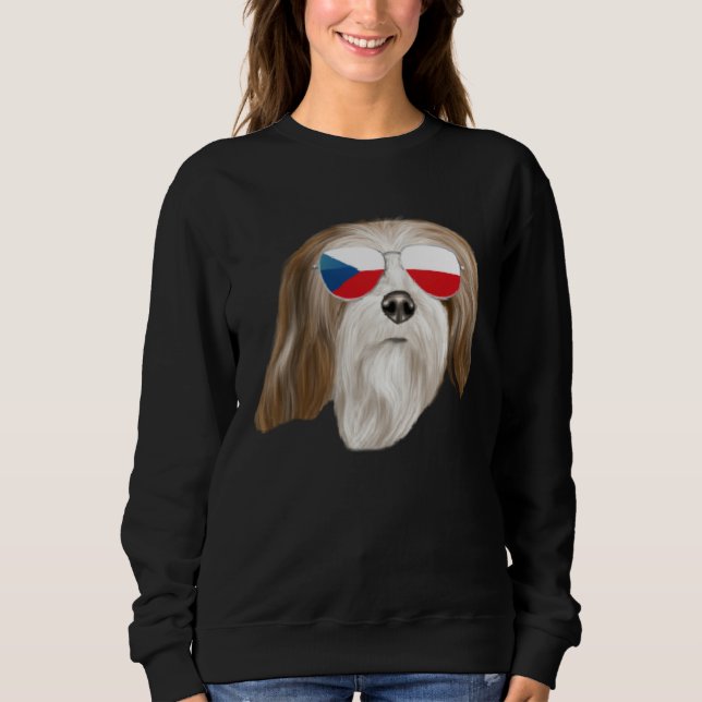 Sudadera Czech Flag Lhasa Apsos Dog Czech Republic Pocket (Anverso)