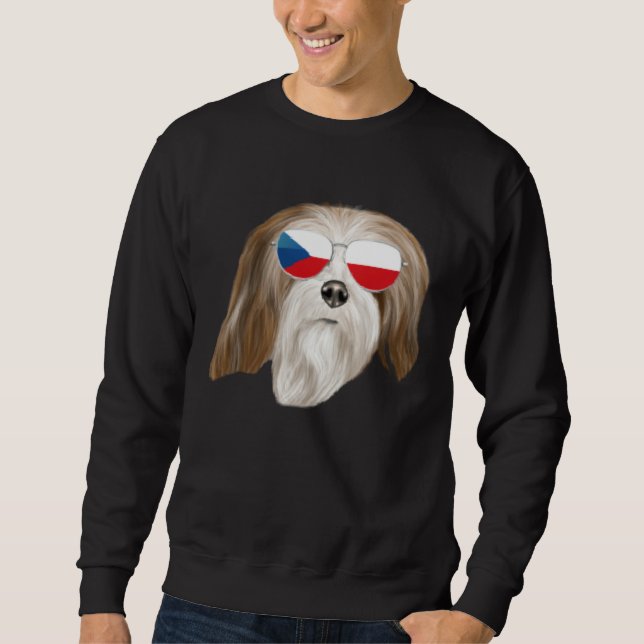 Sudadera Czech Flag Lhasa Apsos Dog Czech Republic Pocket (Anverso)