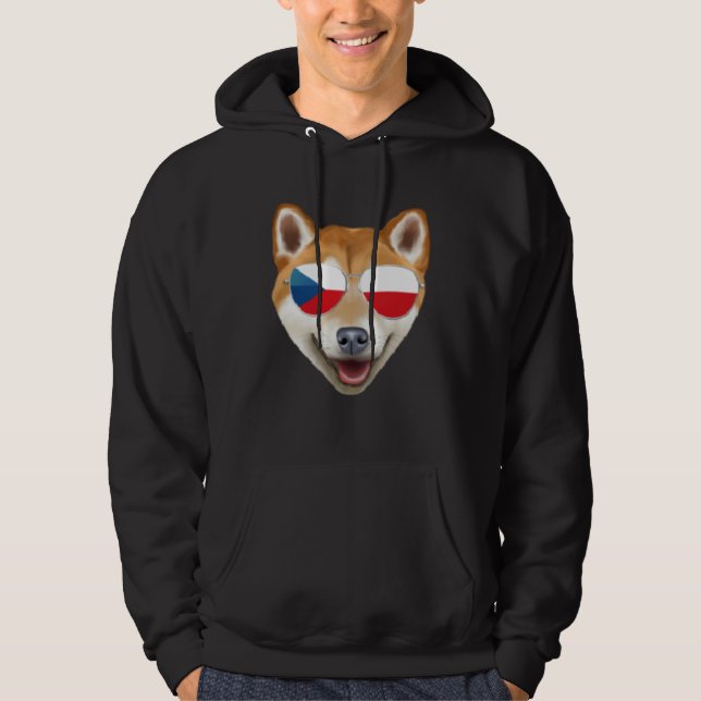 Sudadera Czech Flag Shiba Inu Dog Czech Republic Pocket (Anverso)