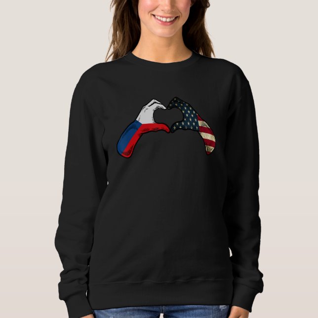 Sudadera Czech Republic American USA Flag   USA Czechia Hea (Anverso)