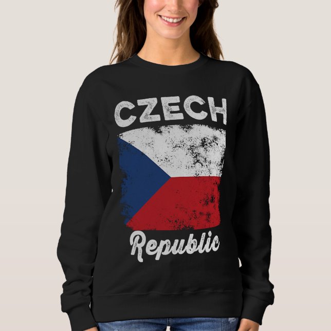 Sudadera Czech Republic Flag Distressed  Men Women Kids  Cz (Anverso)