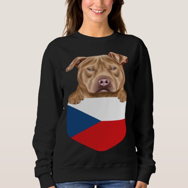 Sudadera Czech Republic Flag Usa Staffordshire Terrier Dog  (Anverso)