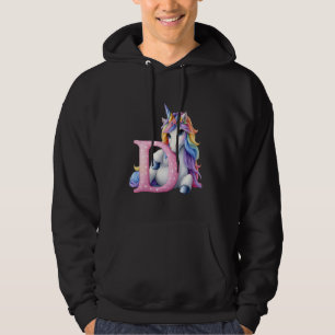 Sudadera D Letra inicial unicornio monograma alfabeto birth