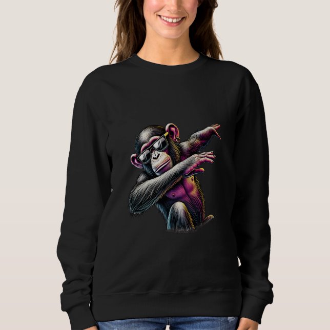 Sudadera Dab bailando chimpancé mono con gafas de sol (Anverso)