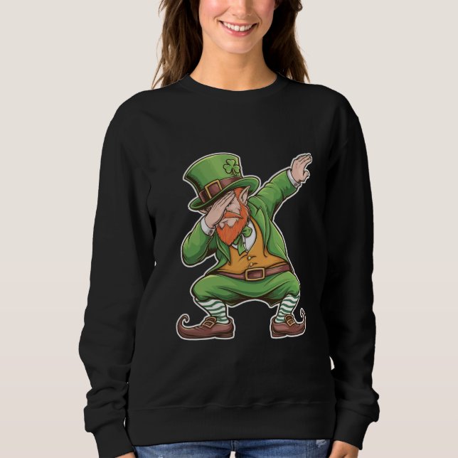 Sudadera Dab Dabbing Leprechaun en verde (Anverso)