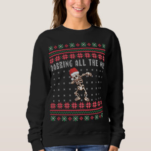 Sudadera Dabbing All Way Santa Skeleton Feo Navidades