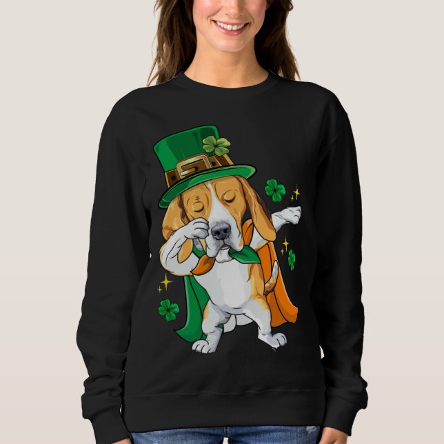 Sudadera Dabbing Beagle Leprechaun St Patricks Day (Anverso)